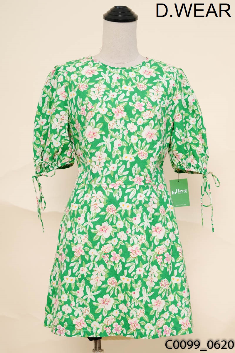 Đầm xanh lá hoa nhí d.wear