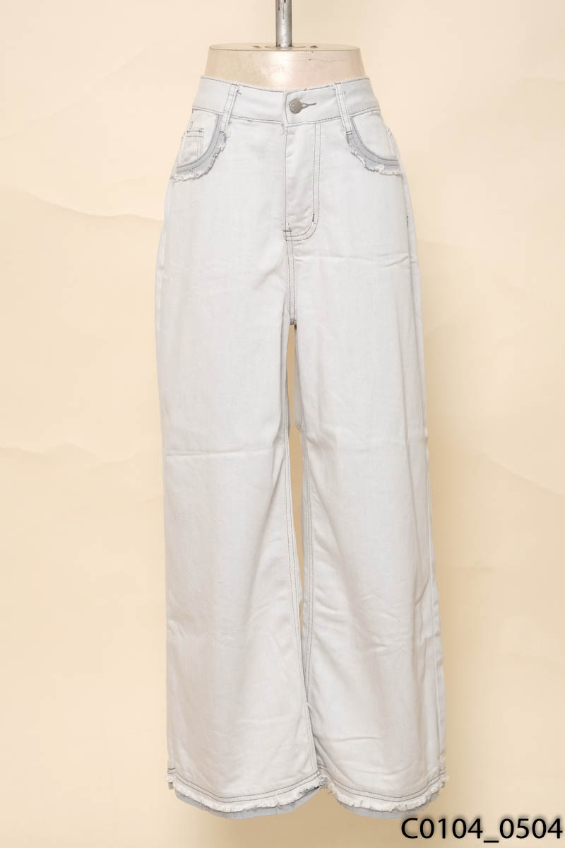 Quần jeans trắng xám ống rộng