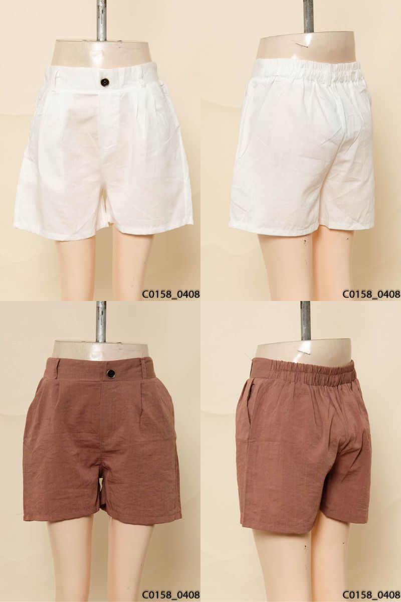 Set quần shorts trắng + nâu