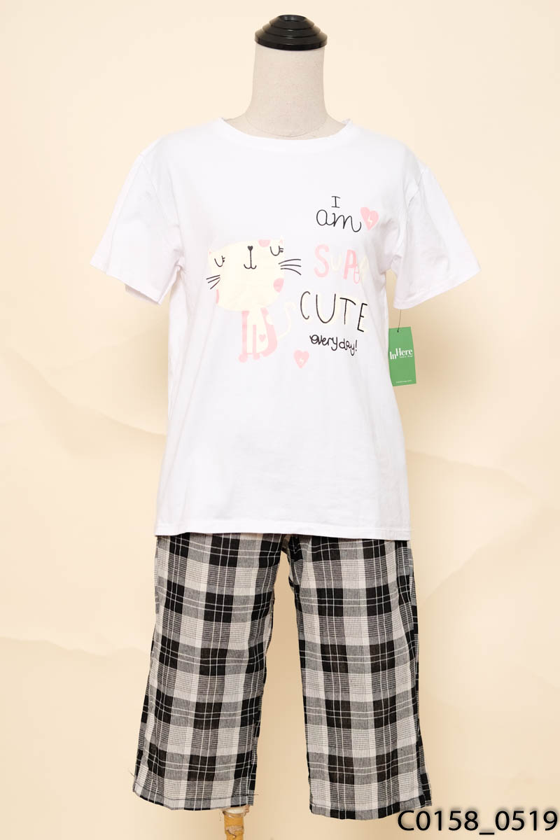 Set thun trắng kẻ đen