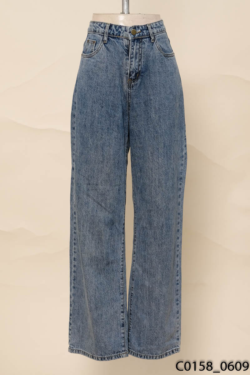 Quần jeans ống rộng xanh