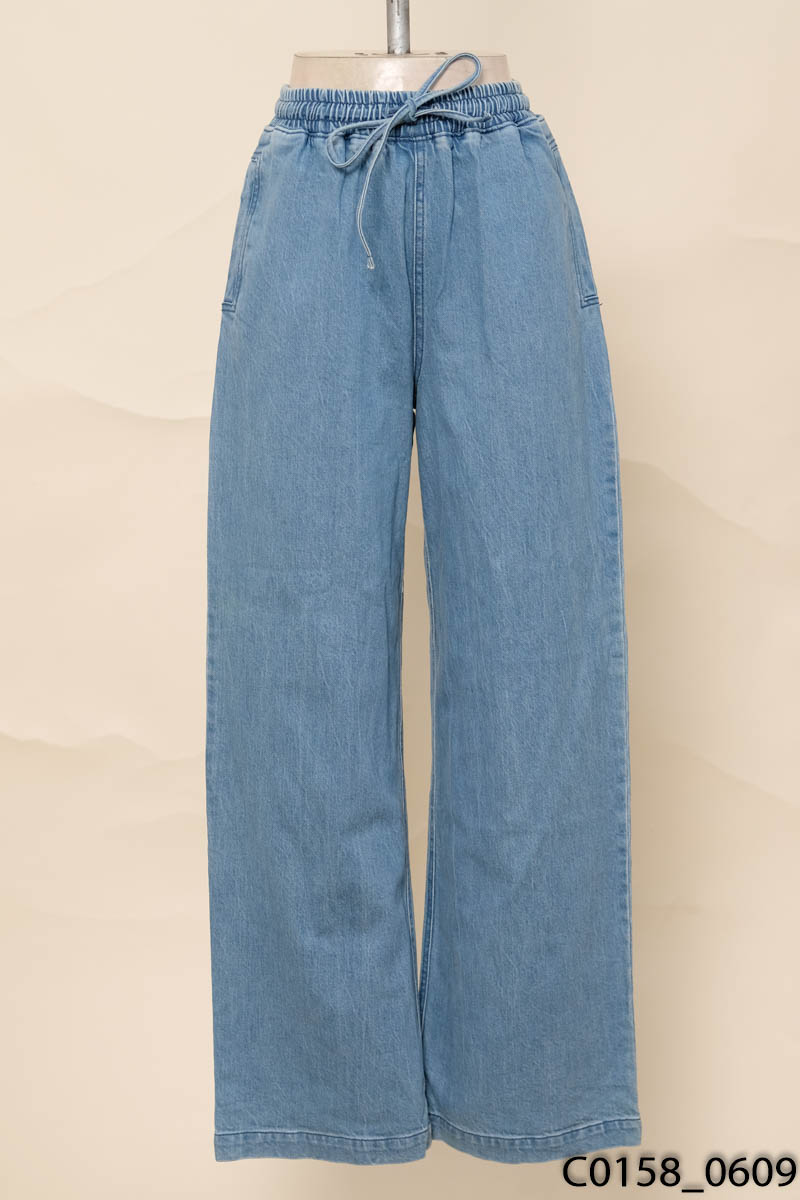SUESS - Quần jeans xanh ống rộng