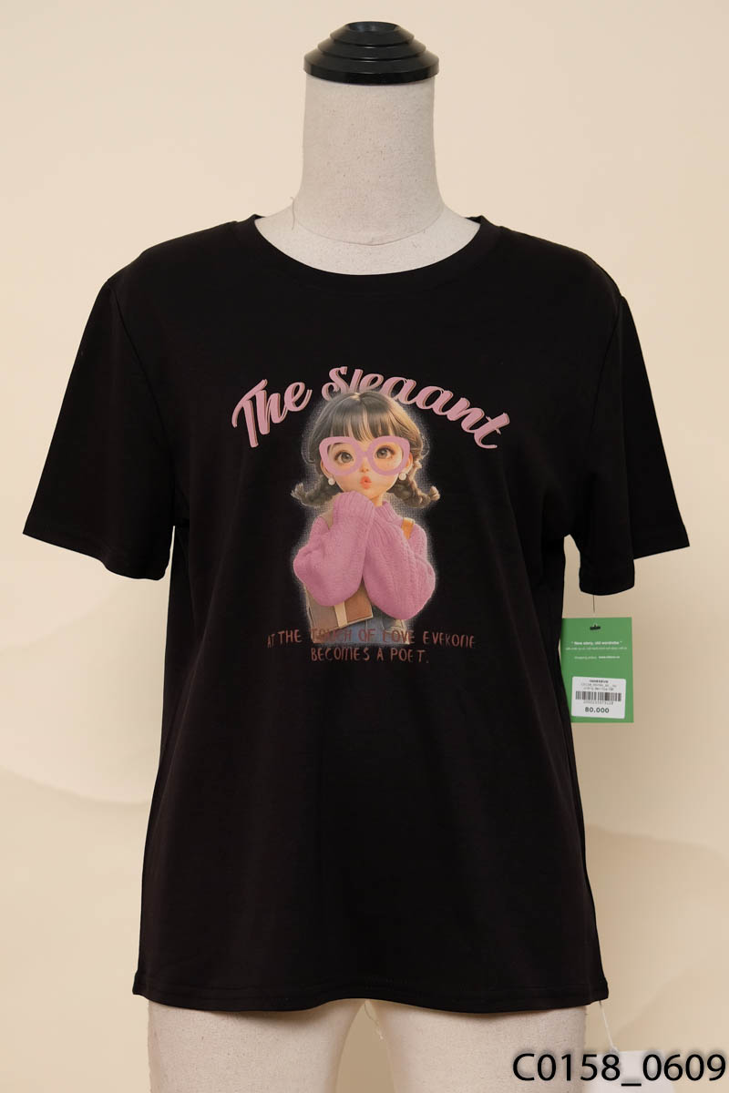 Áo phông đen họa tiết New Tags