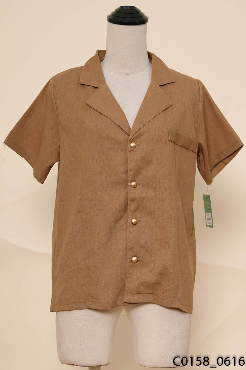 Áo linen nâu cúc vàng New Tags