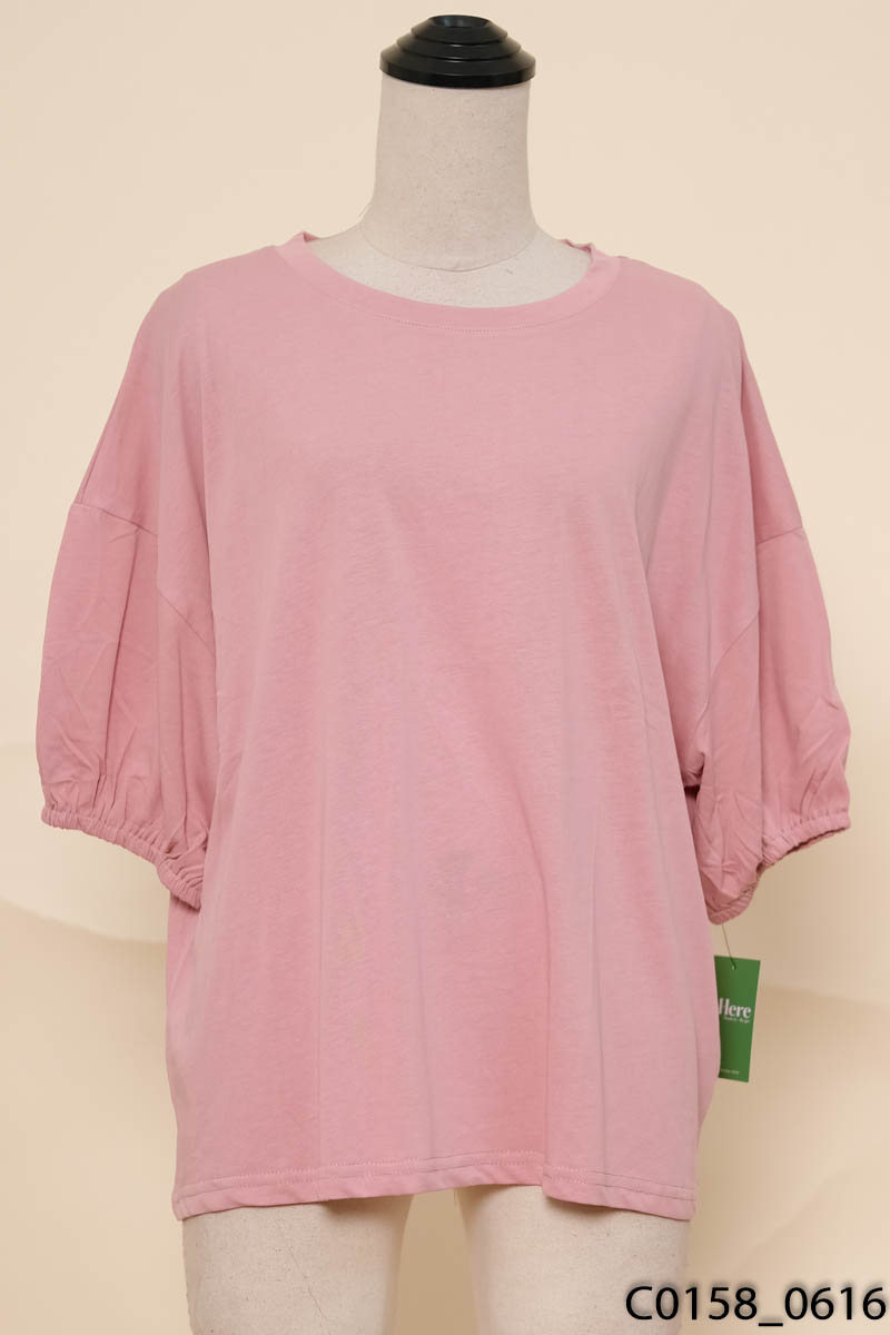 Áo hồng trơn tay bồng New Tags