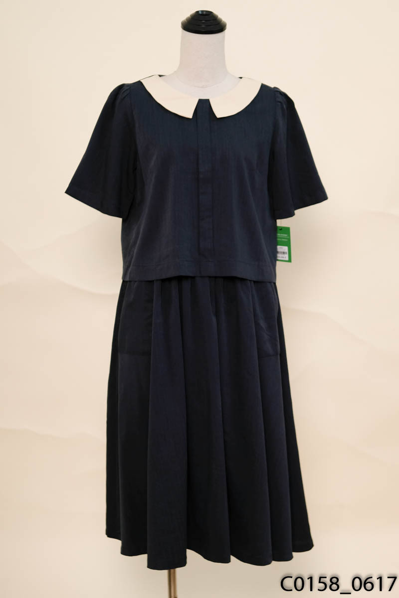Set linen xanh ghi cổ be