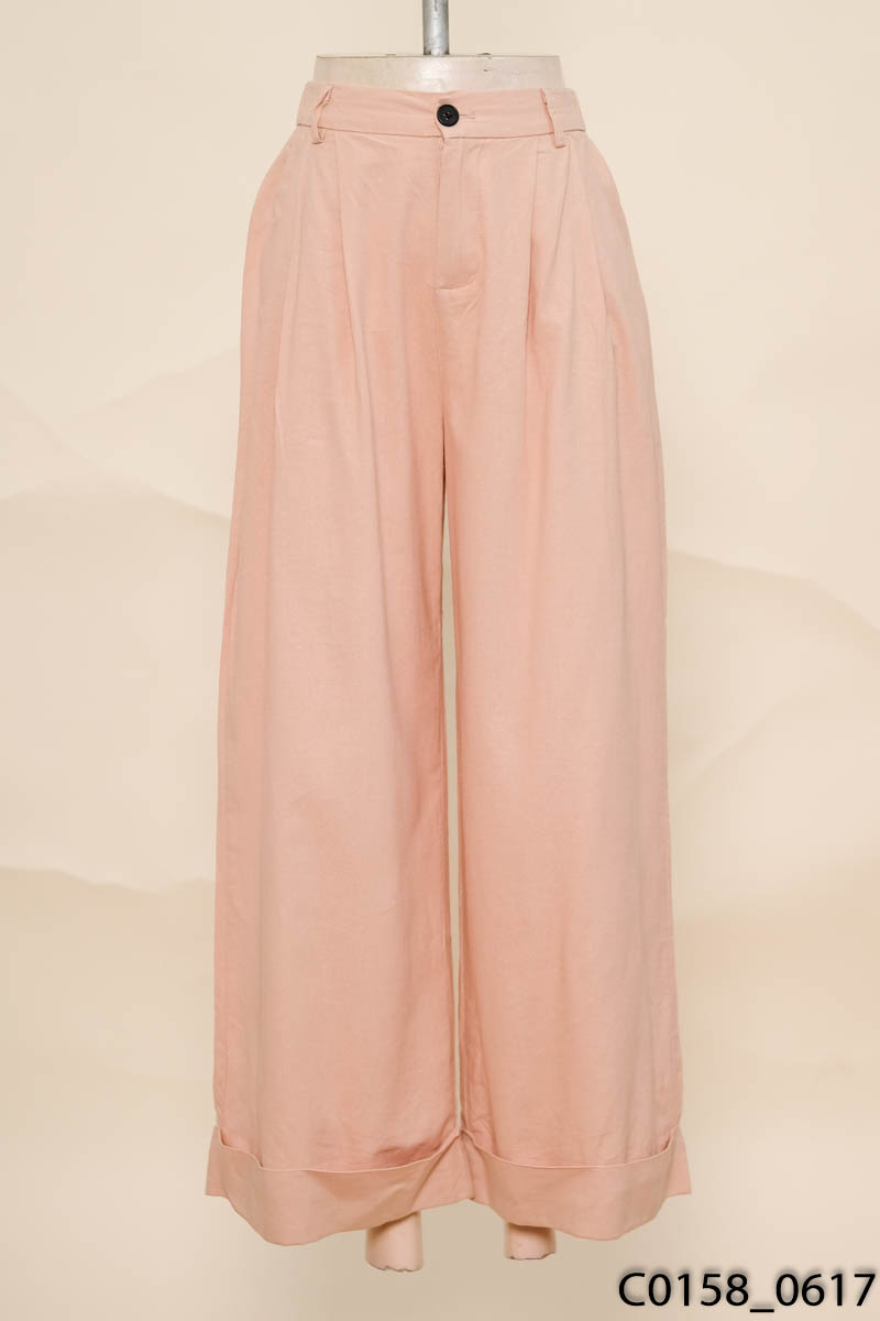 Quần linen hồng ống rộng New Tags