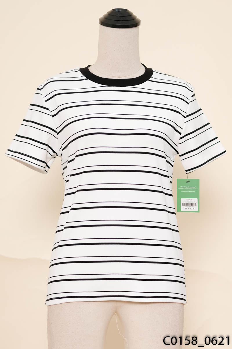 Áo thun trắng kẻ đen New Tags