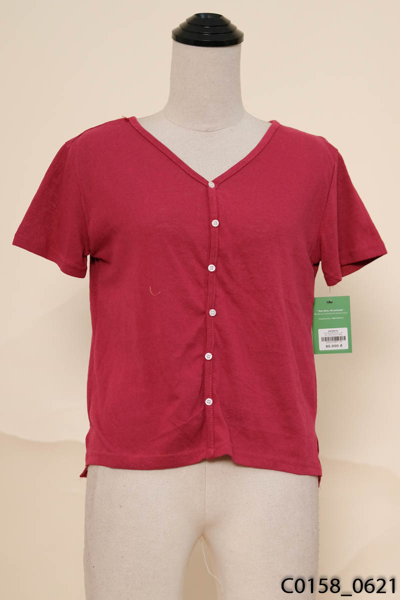 Áo tím hồng khuy trắng New Tags