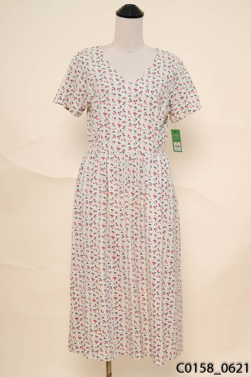 Đầm xanh mint hoa nhí hồng Uniqlo