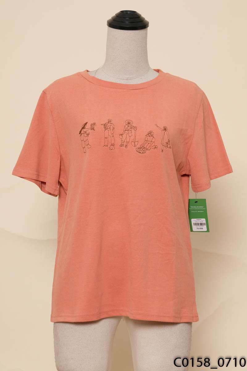 Áo thun hồng cam họa tiết New Tags