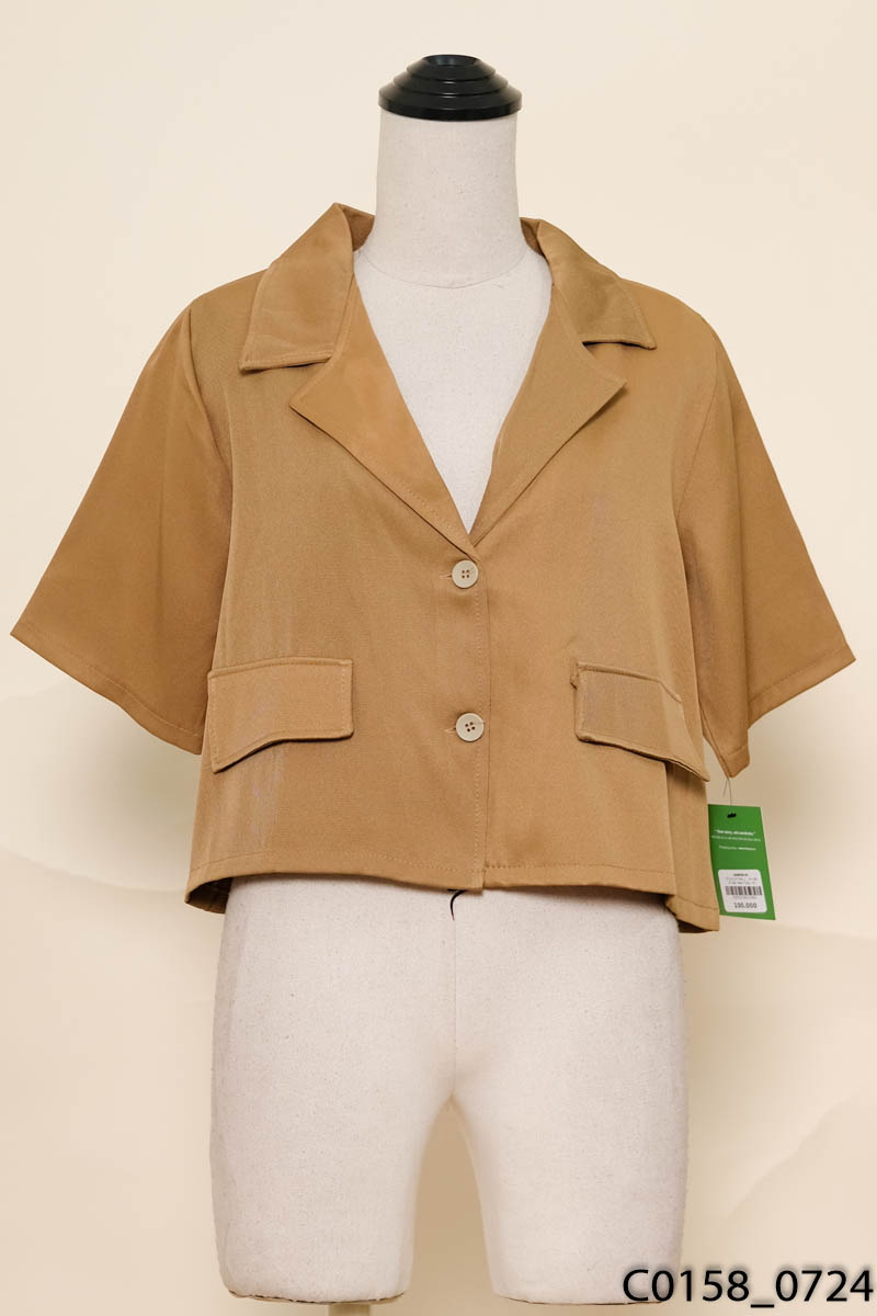 Áo nâu cổ vest New Tags