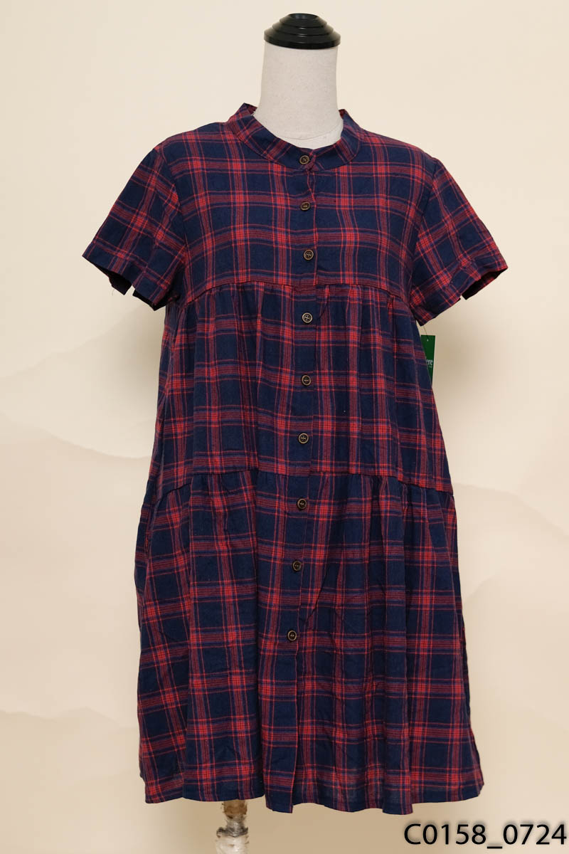 Đầm kẻ caro đỏ tím New Tags