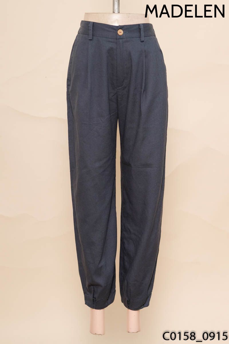 Quần linen xanh bo gấu madelen