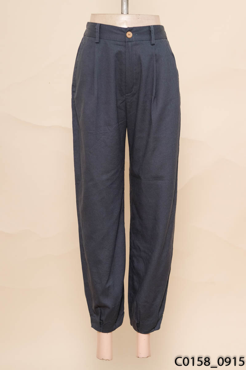 Quần linen xanh bo gấu madelen