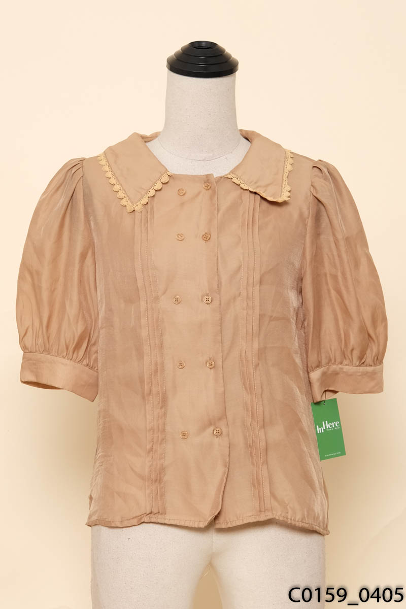 Áo nâu viền ren New Tags