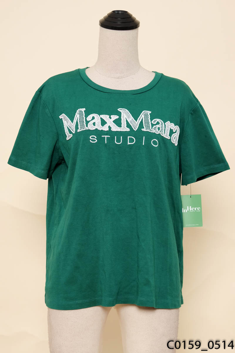 MAX MARA-Áo thun xanh chữ trắng