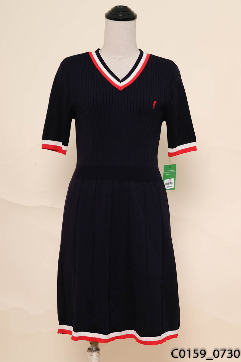 POLO SPORT - Đầm len xanh than cộc tay