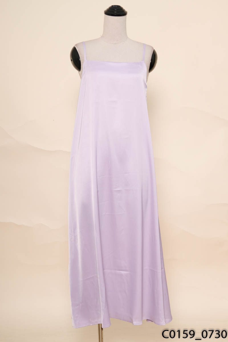 Đầm 2 dây lụa tím