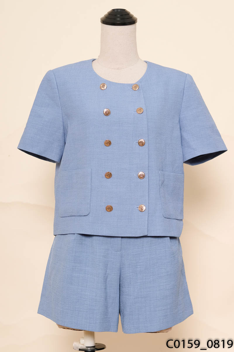Set áo+ quần short xanh cúc đồng