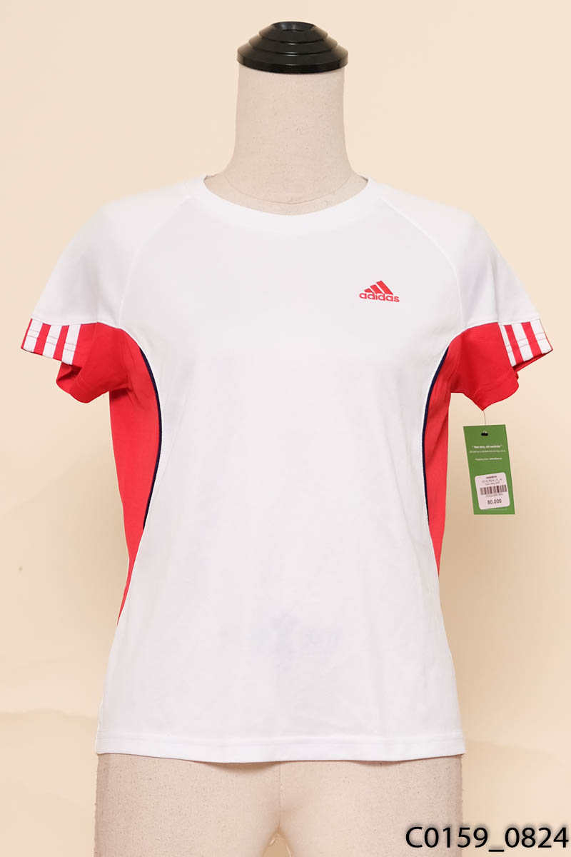 Áo thun trắng phối đỏ chữ adidas
