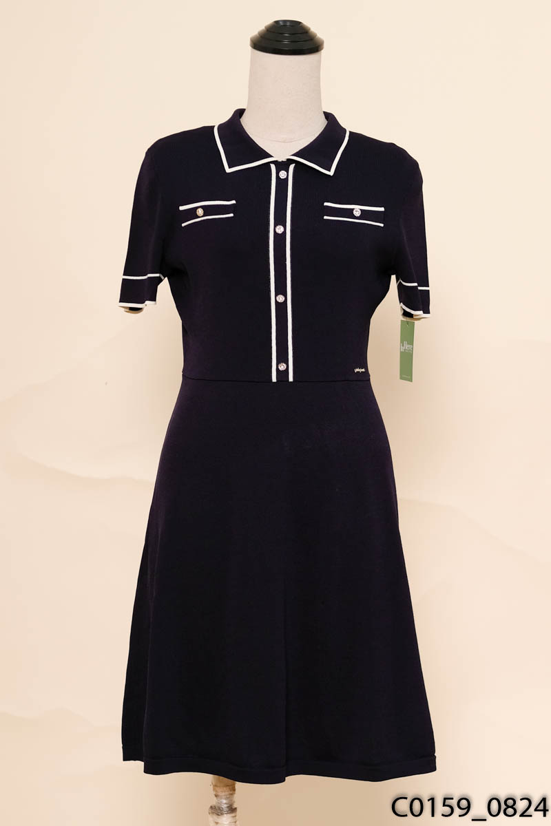 POLO SPORT - Đầm polo xanh than cộc tay