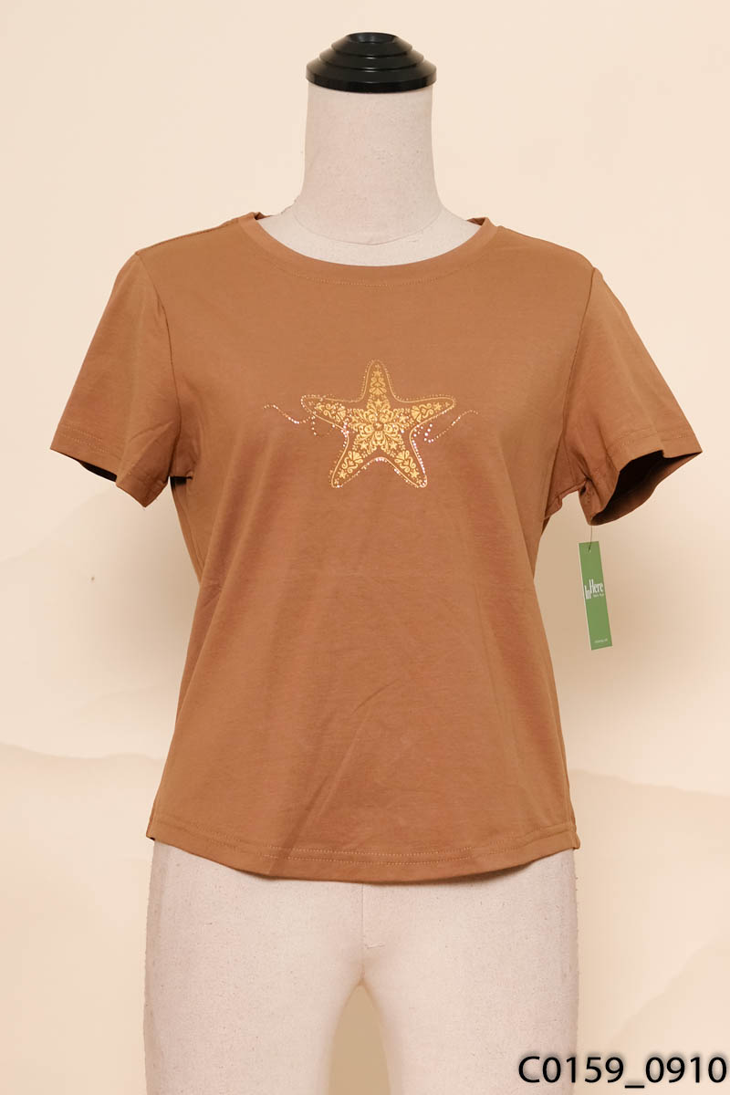 Áo thun nâu họa tiết New Tags