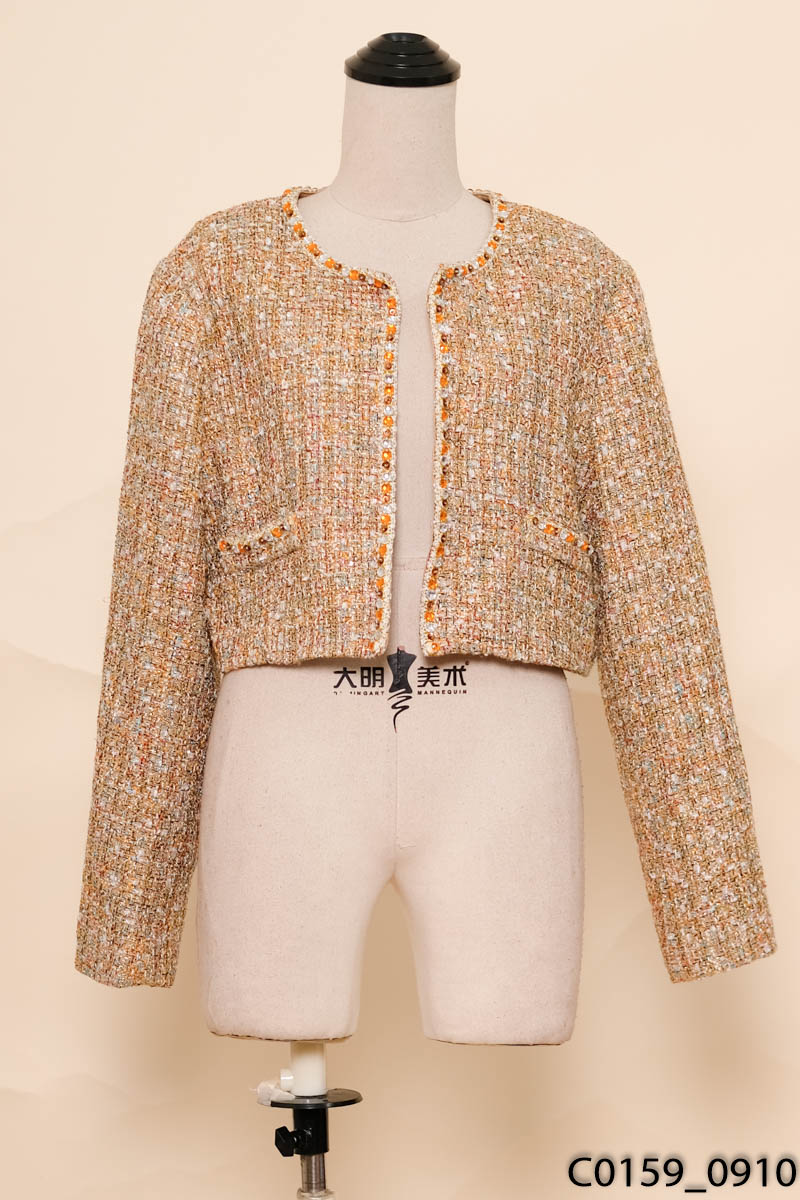 Áo dạ tweed nâu dài tay