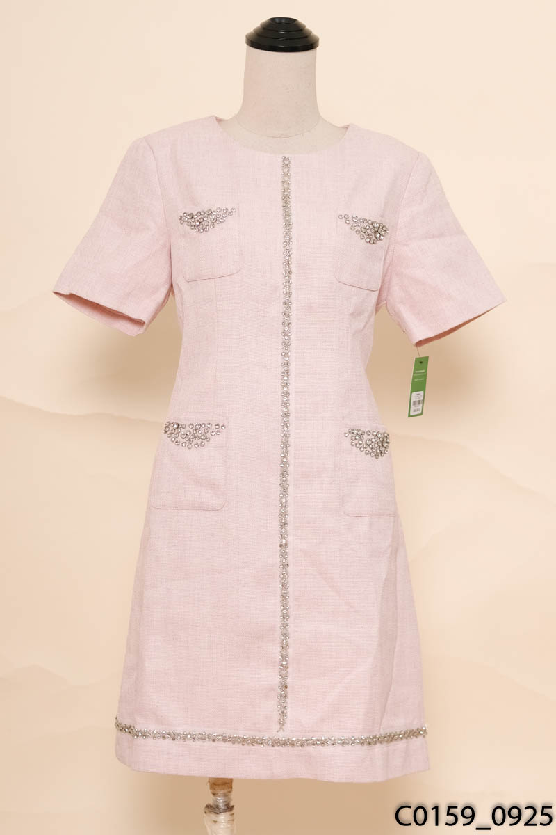 Đầm dạ tím viền đá