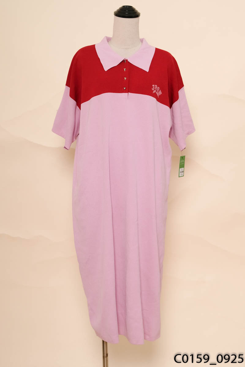 Đầm polo tím phối đỏ