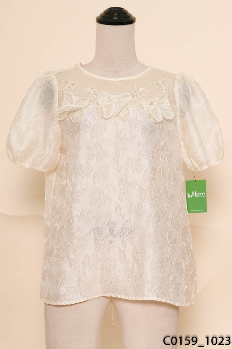 Áo be đính đá cộc tay