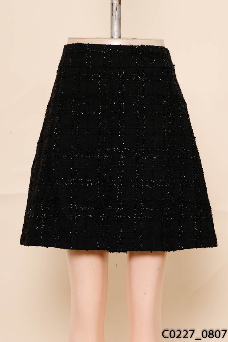 Chân váy dạ tweed đen