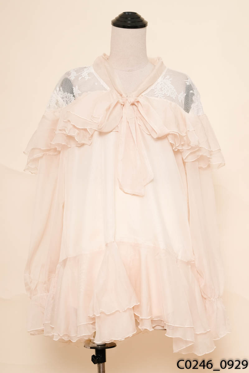 Set đầm voan be phối lưới + quần shorts New Tags