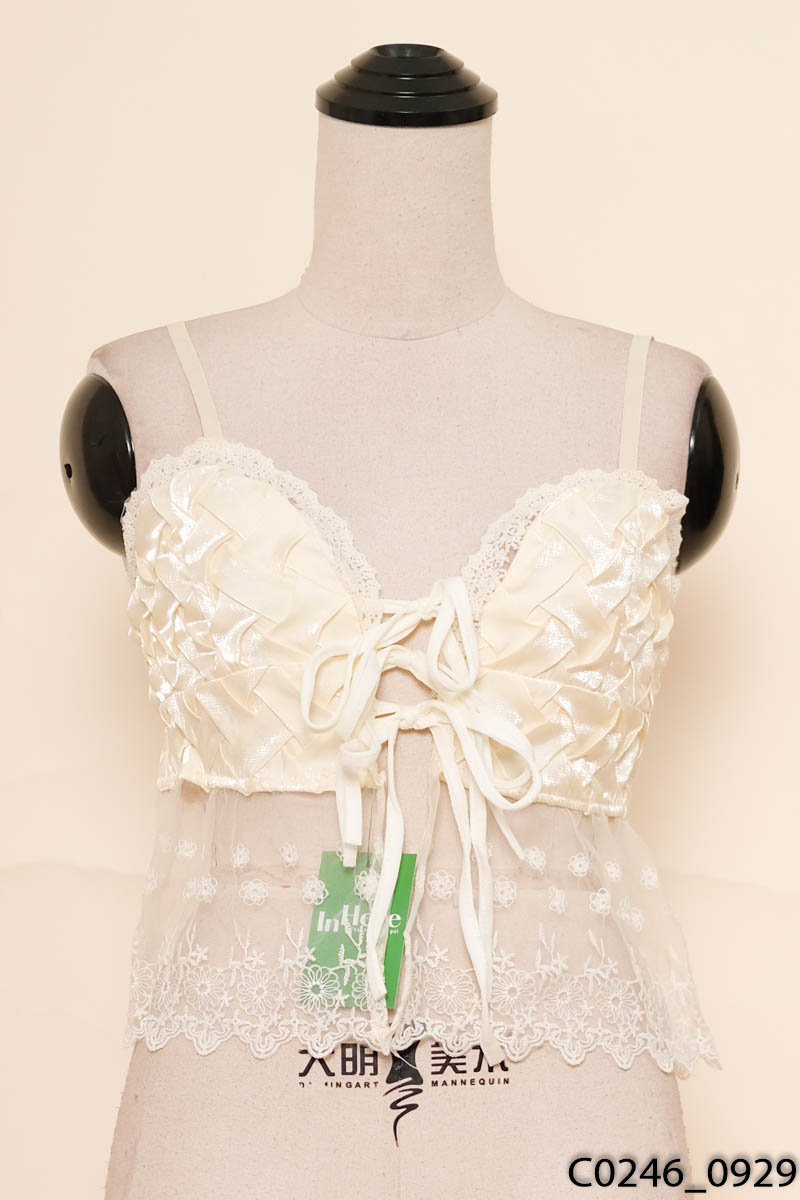 Áo 2 dây be phối ren