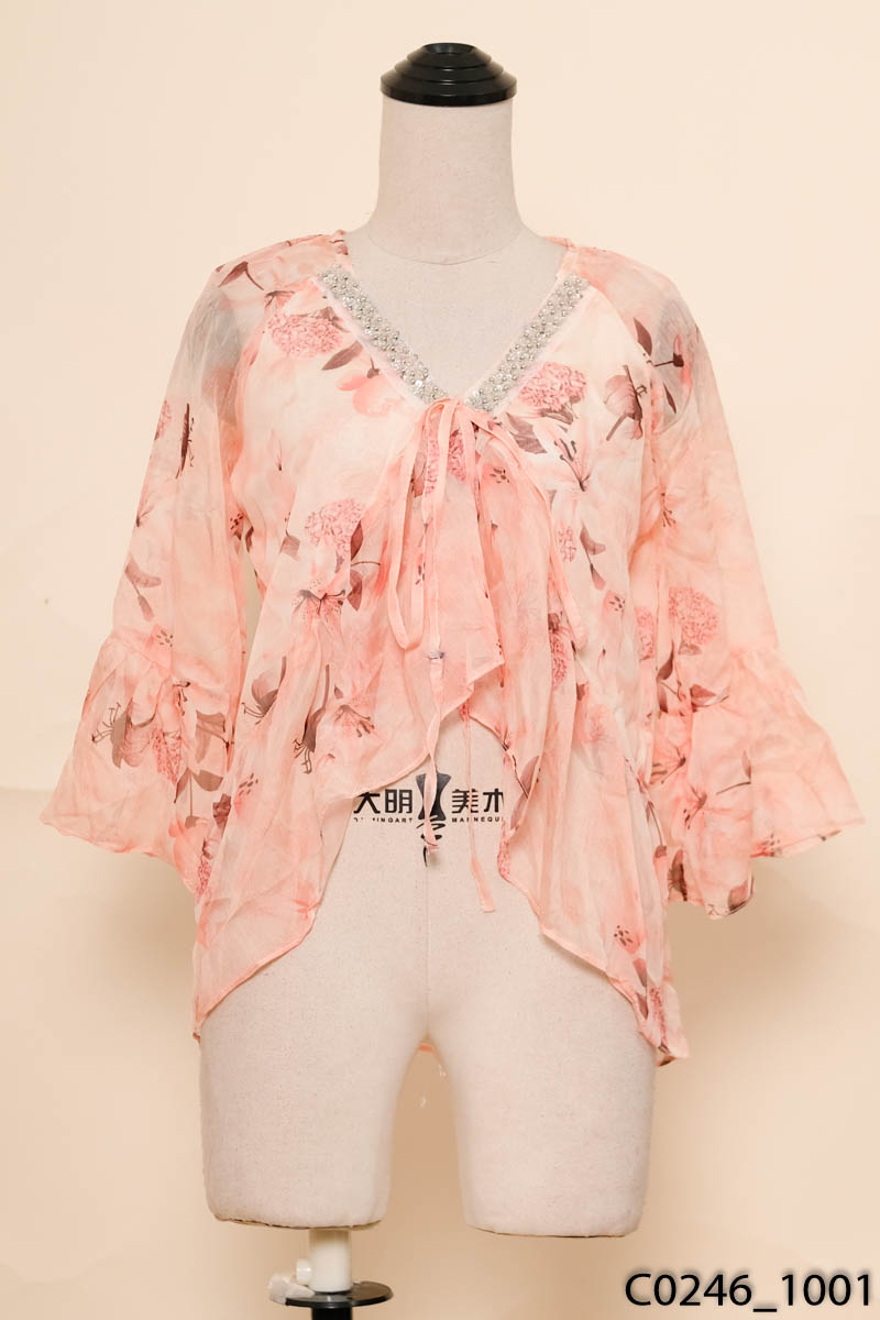 Áo cam đính kim sa họa tiết New Tags