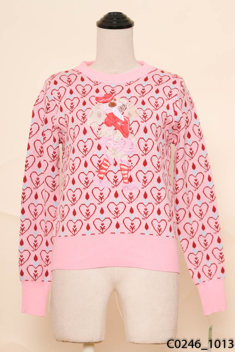 Áo len hồng họa tiết New Tags