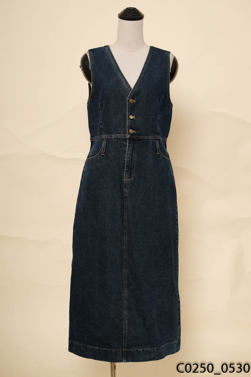 Đầm jeans xanh retro