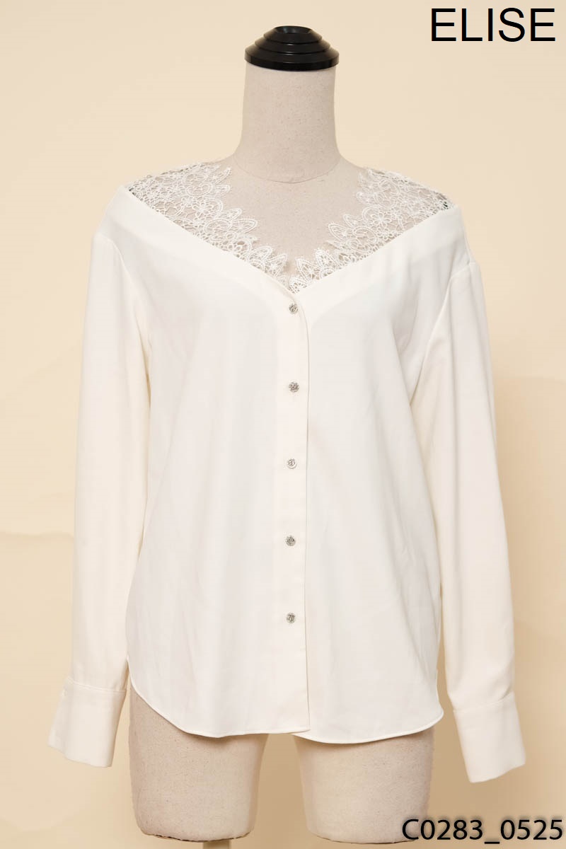 Áo trắng phối ren ELISE