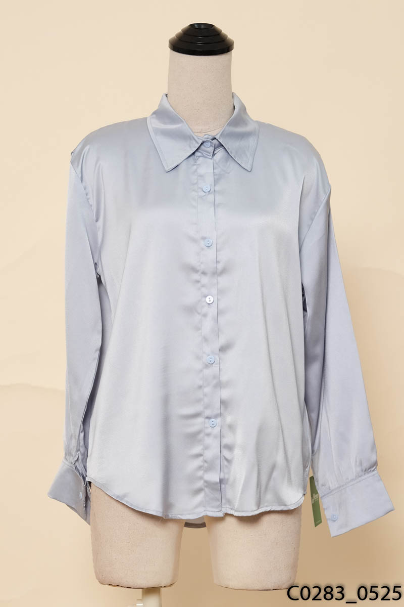 Áo sơ mi lụa xanh New Tags