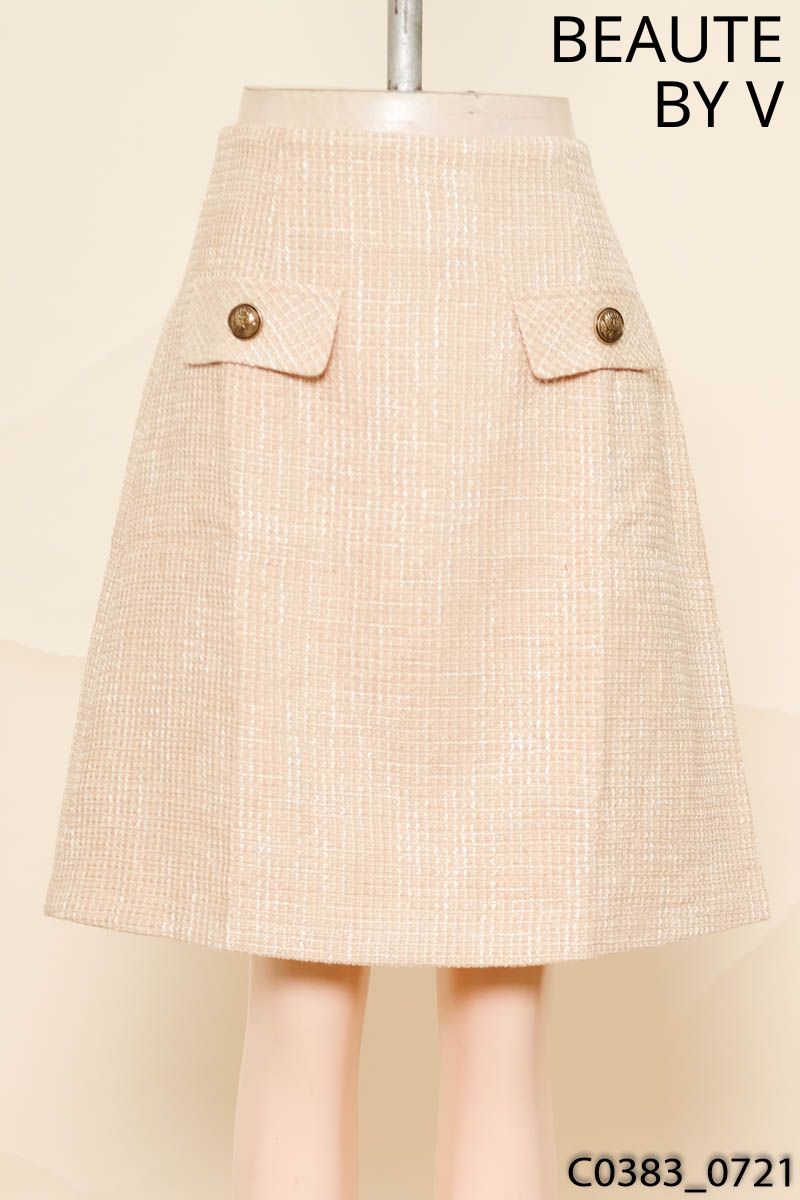 Chân váy vàng dạ tweed Beaute by V New Tags