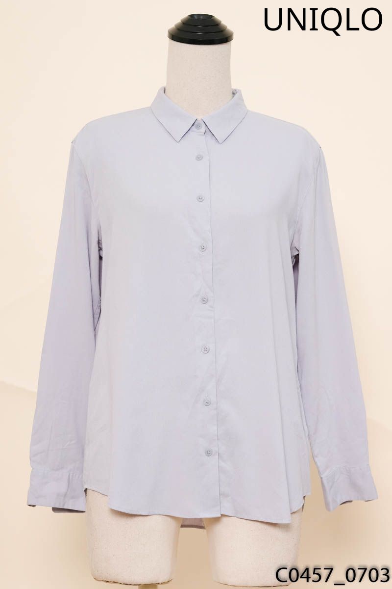 Áo sơ mi xanh xám dài tay Uniqlo