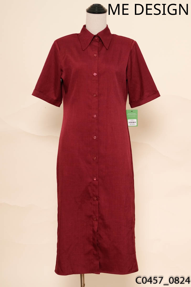 ME DESIGN- Đầm sơ mi đỏ