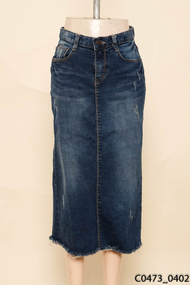 Chân váy jeans mèo cào