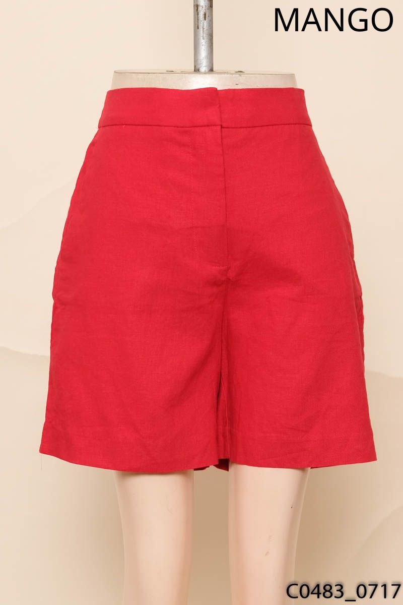 Quần shorts linen đỏ mango