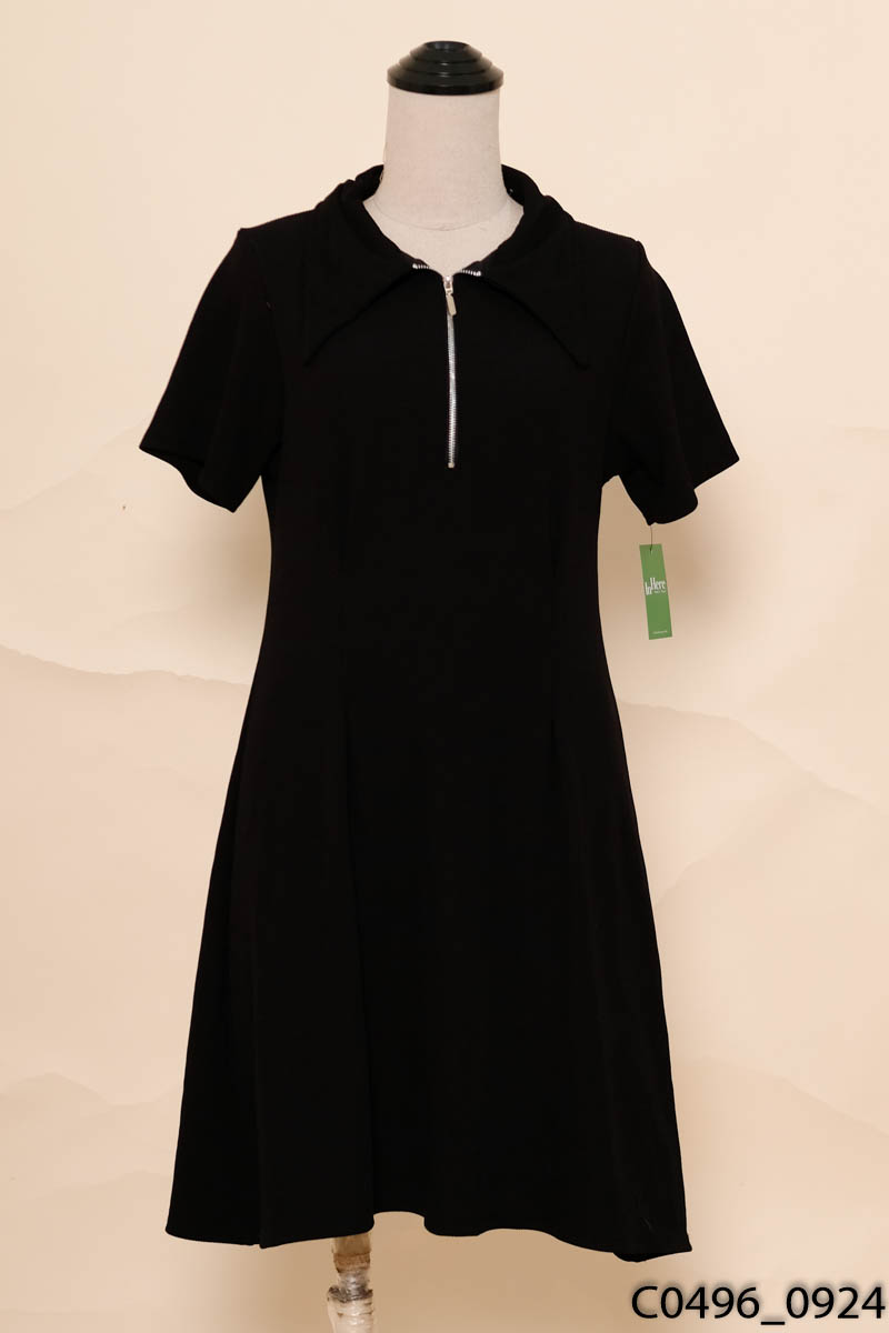Đầm polo đen cộc tay