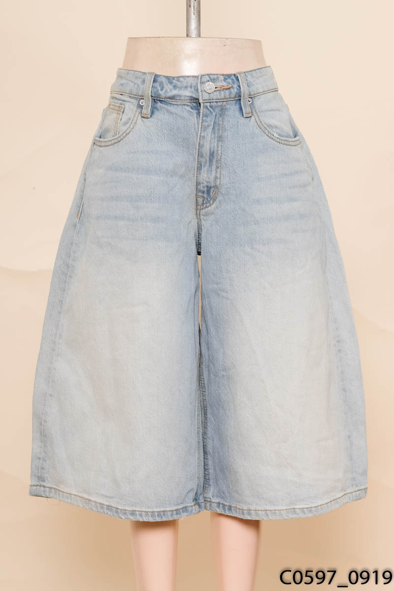 Quần culottes jeans xanh