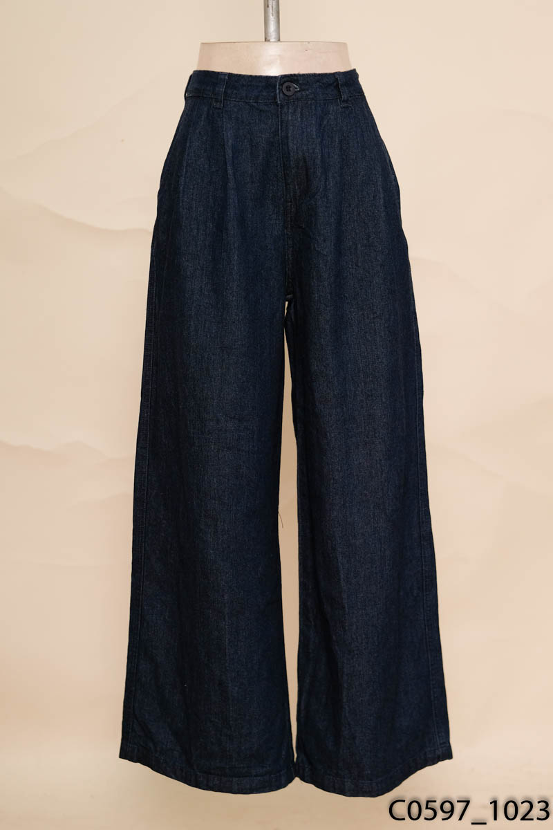 Quần jeans xanh ống suông