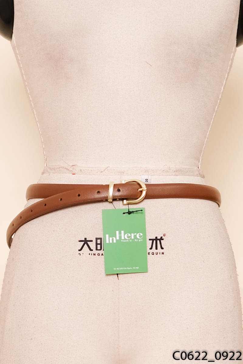 Thắt lưng da nâu khóa vàng