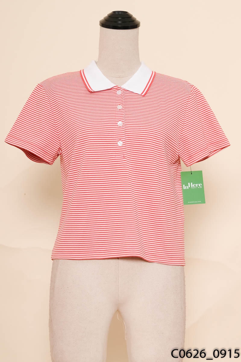 Áo polo đỏ kẻ gu