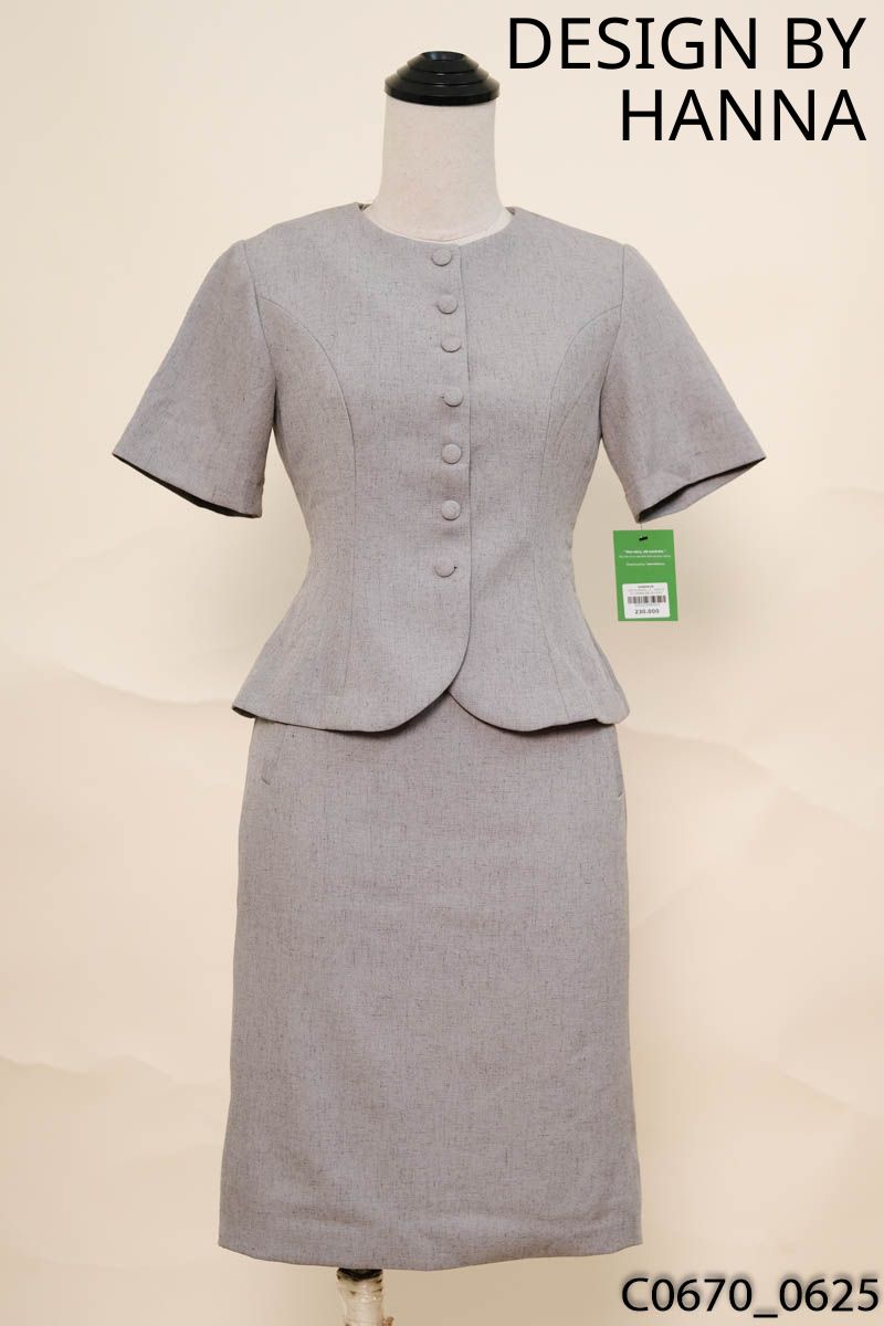 DESIGN BY HANNA-Set áo+chân váy dài xám